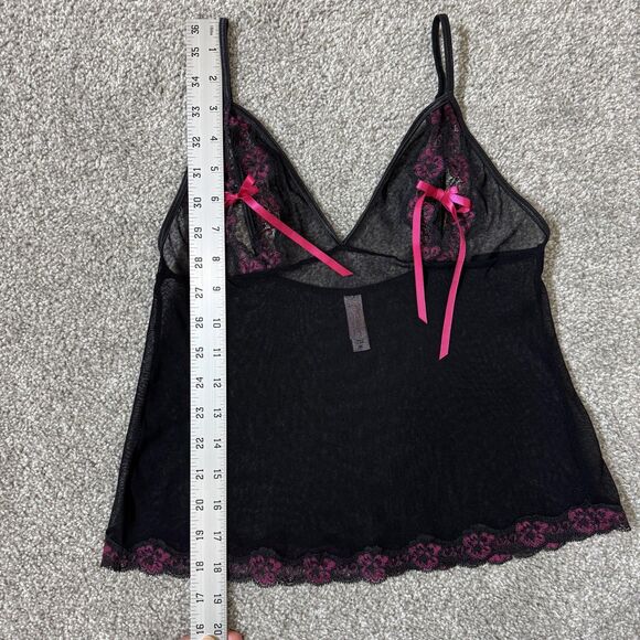 Vintage Victorias Secret Shirt Womens Medium Black Lace Cami Top Sexy Y2K - Picture 13 of 13